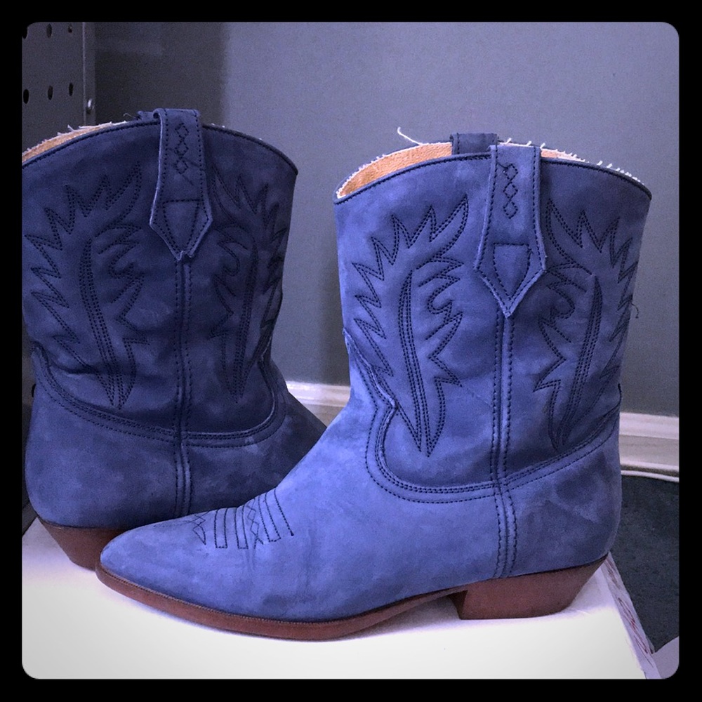 Westies Blue suede boots!